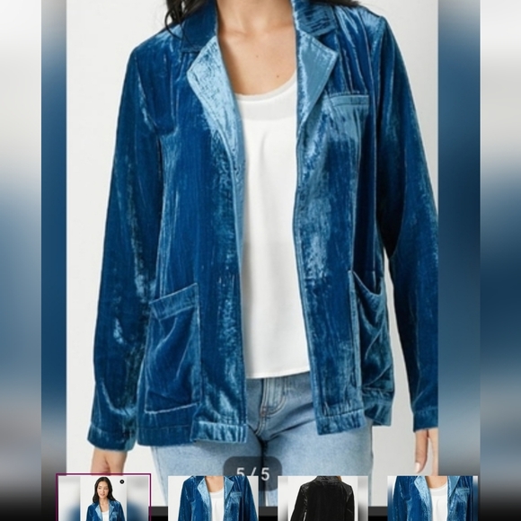 BNWT Mystree Blue Velvet Blazer - Picture 5 of 5